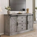 Meuble buffet avec rangement, meuble TV de style rustique avec porte coulissante en forme de grange, grande table de buffet pour salle à manger, cuisine et salon