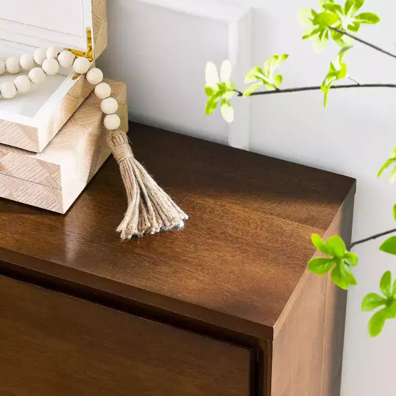 Buffet de 99 cm avec 2 trous pour prises, Meuble de rangement, Meuble de cuisine pour Salon, Cuisine, Salle à manger, Noyer