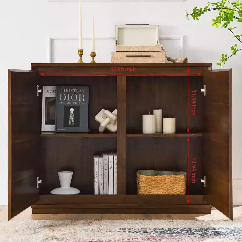 Buffet de 99 cm avec 2 trous pour prises, Meuble de rangement, Meuble de cuisine pour Salon, Cuisine, Salle à manger, Noyer