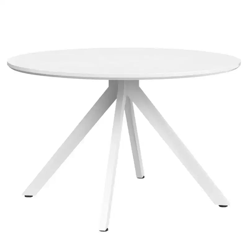 Table à manger ronde en bois 47 pouces, cadre métallique, convient pour 4 à 6 personnes, pour cuisine, salle à manger, salon, blanche