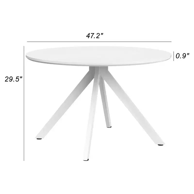 Table à manger ronde en bois 47 pouces, cadre métallique, convient pour 4 à 6 personnes, pour cuisine, salle à manger, salon, blanche