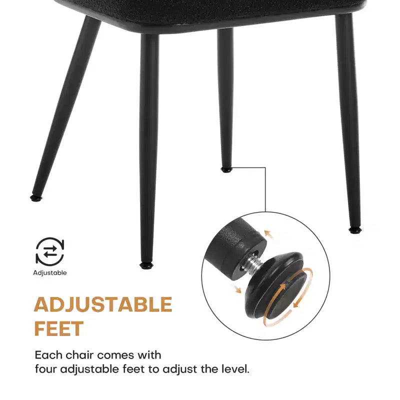 Chaises de salle à manger en rotin Chaises d'appoint modernes du milieu du siècle en tissu bouclette avec dossier en canne et pieds en métal pour cuisine