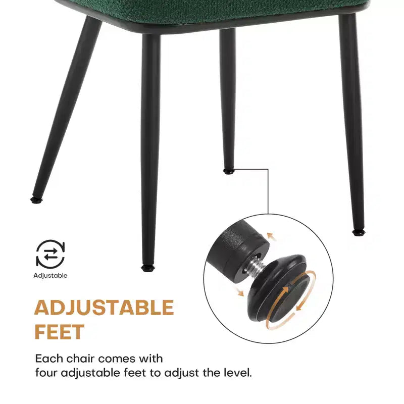 Chaises de salle à manger en rotin Chaises d'appoint modernes du milieu du siècle en tissu bouclette avec dossier en canne et pieds en métal pour cuisine