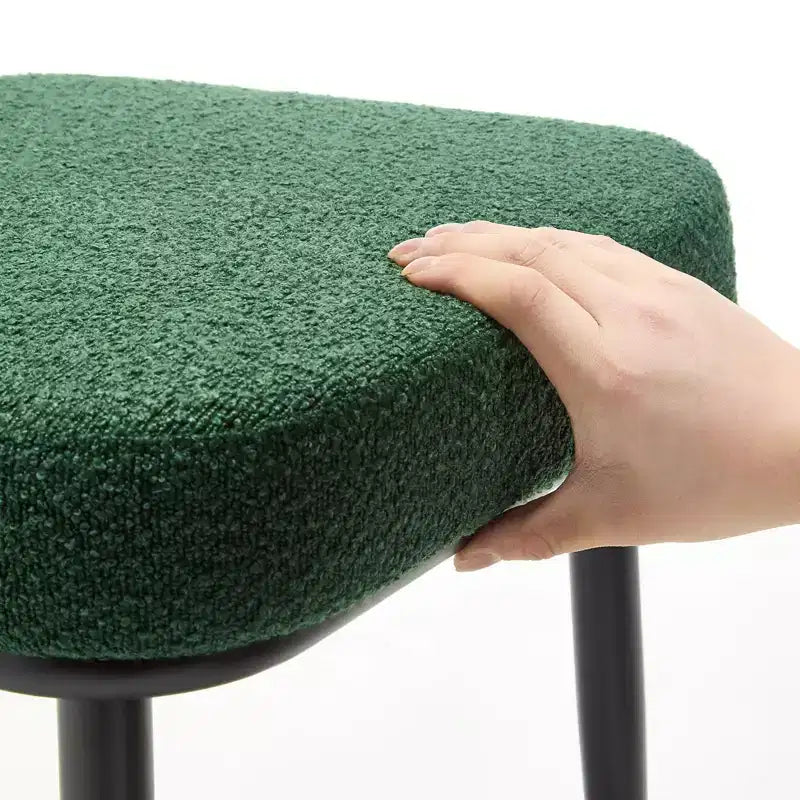 Chaises de salle à manger en rotin Chaises d'appoint modernes du milieu du siècle en tissu bouclette avec dossier en canne et pieds en métal pour cuisine
