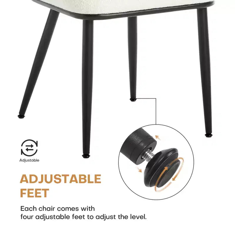 Chaises de salle à manger en rotin Chaises d'appoint modernes du milieu du siècle en tissu bouclette avec dossier en canne et pieds en métal pour cuisine