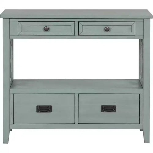 36 Inch Console, Farmhouse Entry, Solid Wood Sideboard Buffet Cabinet, Sofa Table with 4 Drawers & 1 Storage Shelf for Entryway, Hallway Kitchen