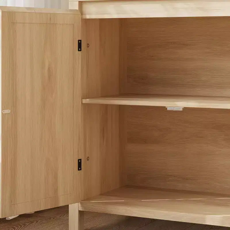 Buffet Enfilade Mid-Century - Meuble de Rangement Rétro avec Portes en Rotin et Étagère Réglable, Console d'Appoint pour Salon, Salle à Manger