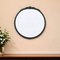 Miroir Mural Rond avec Cadre en Verre Vieilli Couronné Noir de 30