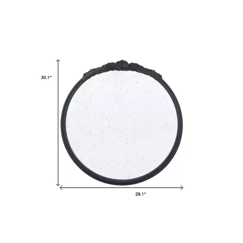 Miroir Mural Rond avec Cadre en Verre Vieilli Couronné Noir de 30