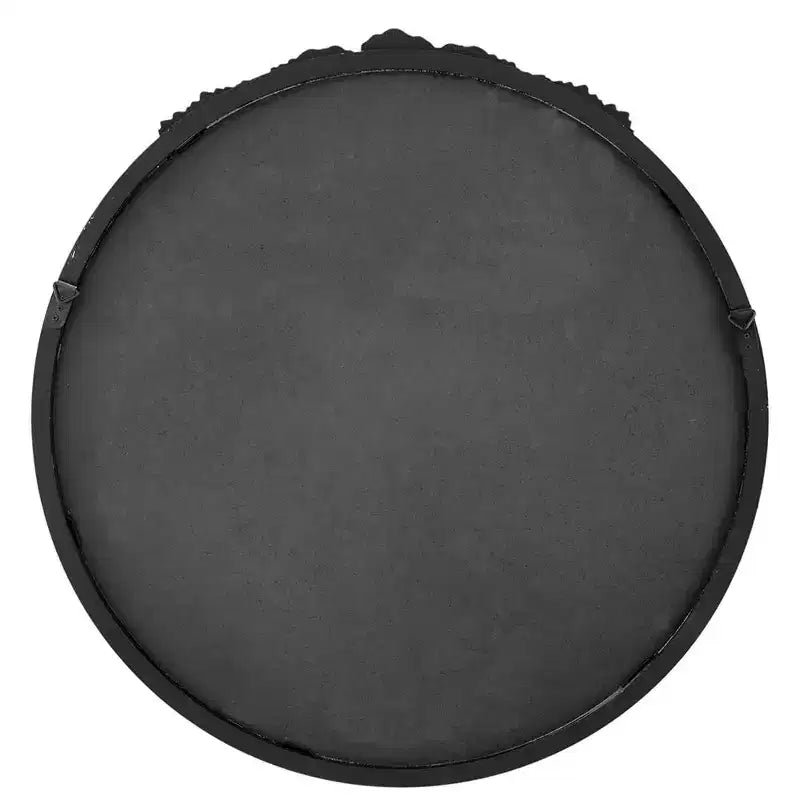 Miroir Mural Rond avec Cadre en Verre Vieilli Couronné Noir de 30