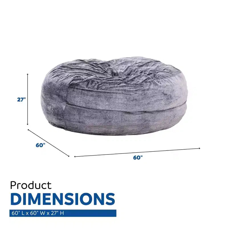 Pouf géant en fausse fourrure de 1,5 m