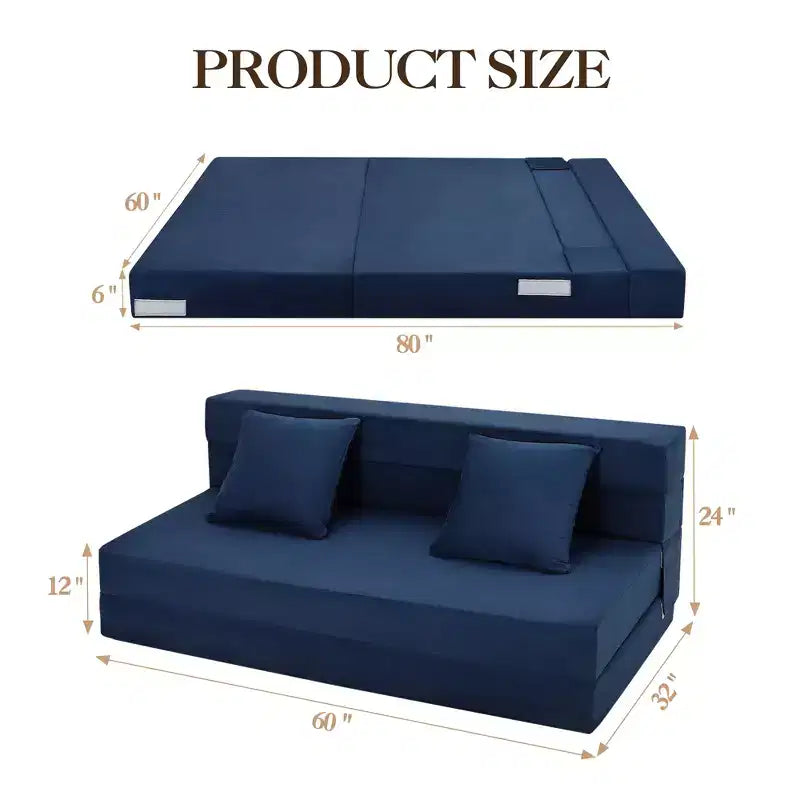 Canapé-lit pliable avec oreiller, matelas de canapé pliant convertible