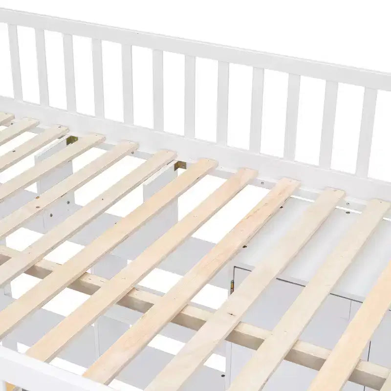 Lit mezzanine pleine grandeur avec armoire et bureau intégré, cadre de lit mezzanine haut en bois massif avec étagère de rangement pour enfants