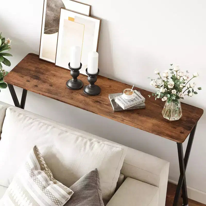 Console étroite à 2 niveaux, Petite table d'entrée, Table d'appoint avec étagères, Table de canapé pour Salon Couloir Entrée Foyer