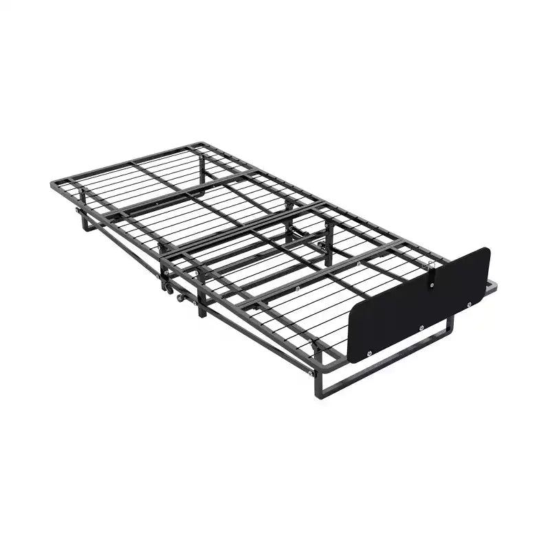 Lit pliant en métal avec matelas en mousse à ressorts ensachés, facile à ranger et mobile grâce à 4 roulettes