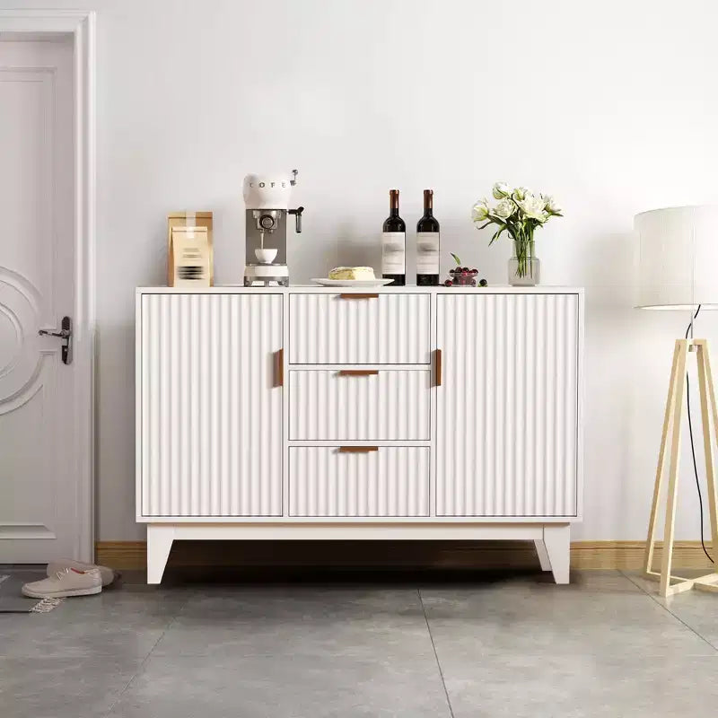 Buffet de salle à manger à cannelures, grand buffet de bar à café de 120 cm avec 3 tiroirs et 2 portes pour cuisine, salon, entrée