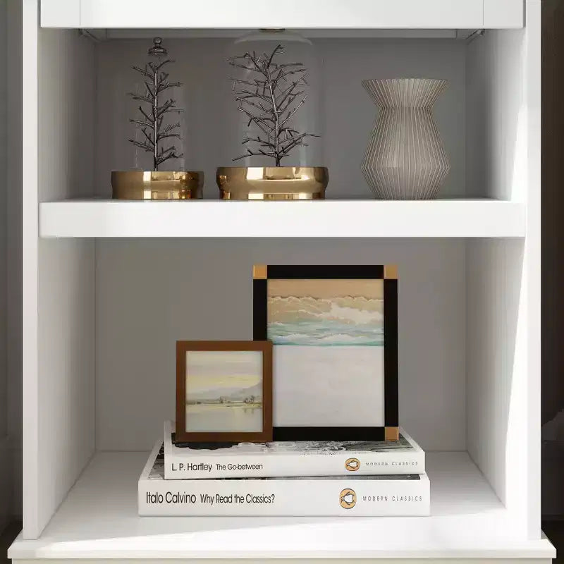 Grande vitrine et meuble de rangement blancs Étagères décoratives + tiroir, Polyvalents pour tous les espaces de la maison