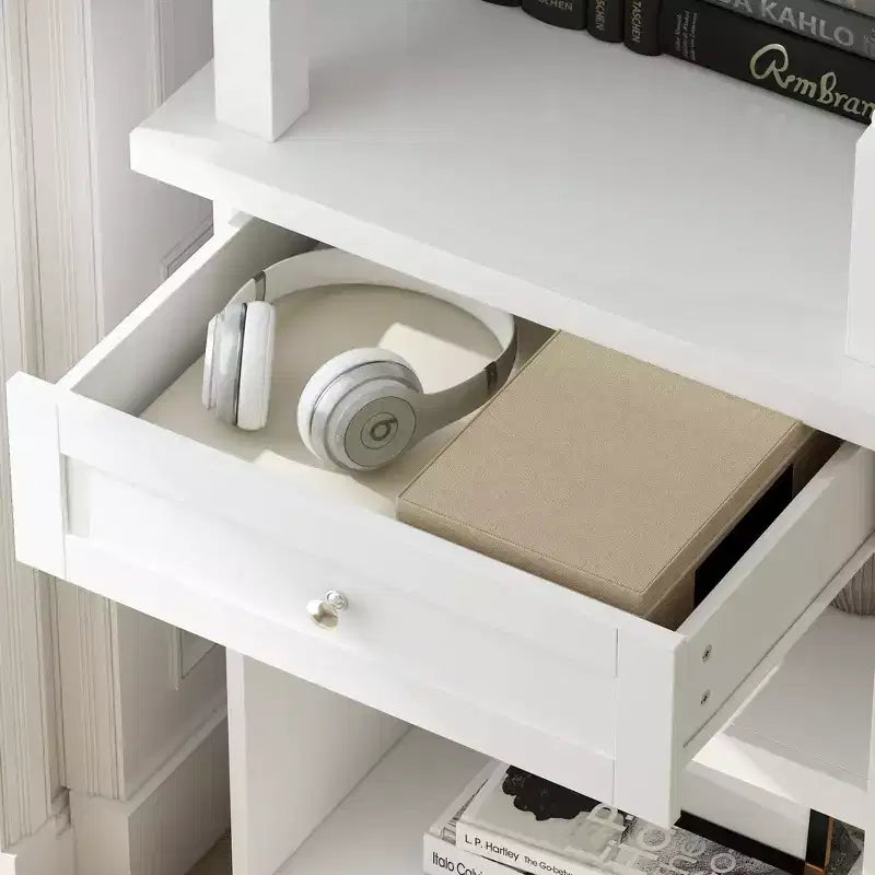 Grande vitrine et meuble de rangement blancs Étagères décoratives + tiroir, Polyvalents pour tous les espaces de la maison