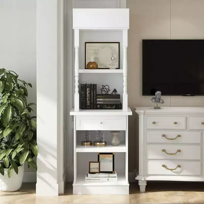 Grande vitrine et meuble de rangement blancs Étagères décoratives + tiroir, Polyvalents pour tous les espaces de la maison