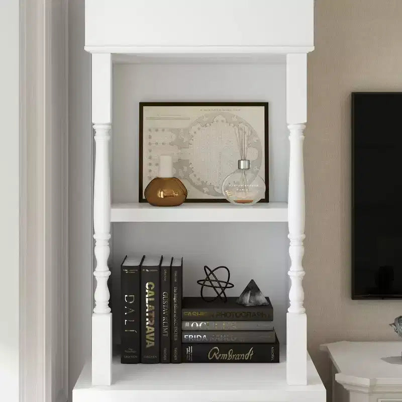 Grande vitrine et meuble de rangement blancs Étagères décoratives + tiroir, Polyvalents pour tous les espaces de la maison