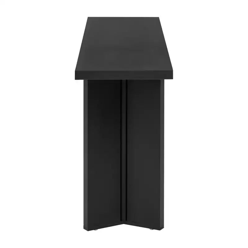Console minimaliste en bois avec pieds géométriques, Table d'entrée en bois de style ferme pour le salon et l'entrée