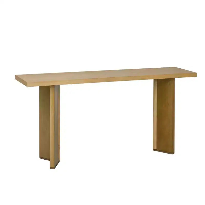 Console minimaliste en bois avec pieds géométriques, Table d'entrée en bois de style ferme pour le salon et l'entrée