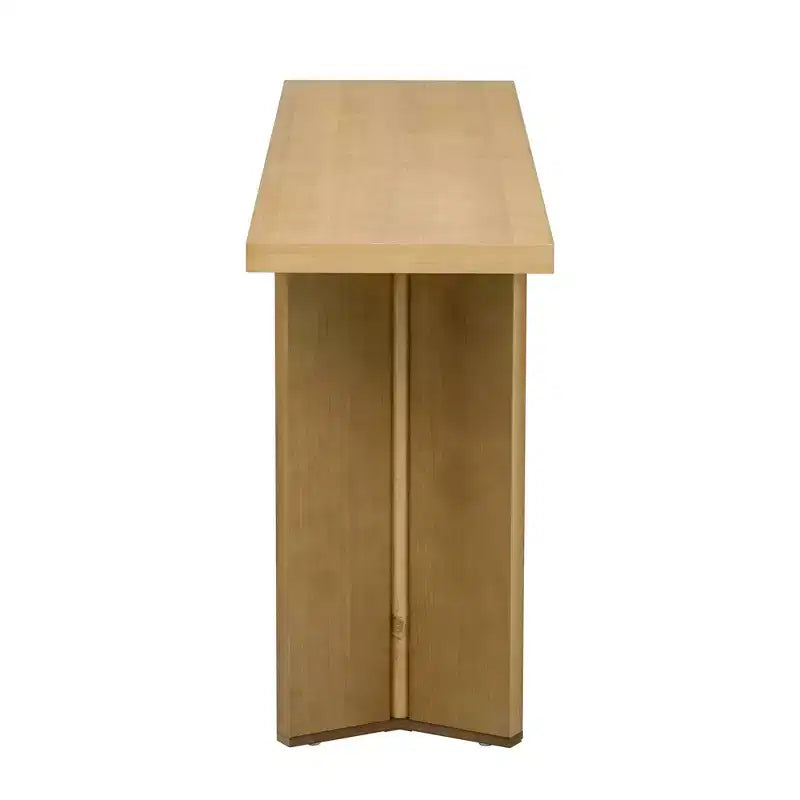 Console minimaliste en bois avec pieds géométriques, Table d'entrée en bois de style ferme pour le salon et l'entrée