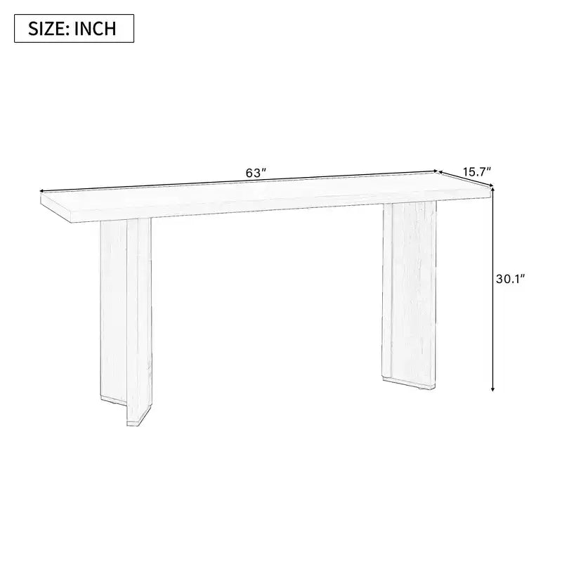 Console minimaliste en bois avec pieds géométriques, Table d'entrée en bois de style ferme pour le salon et l'entrée