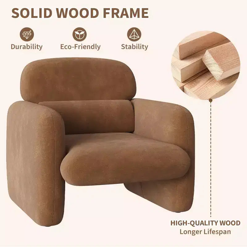 Fauteuil d'appoint moderne, Fauteuil de salon à ossature bois, Fauteuil de lecture confortable pour Salon, Chambre à coucher, Appartement, Coin