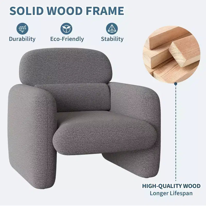 Fauteuil d'appoint moderne, Fauteuil de salon à ossature bois, Fauteuil de lecture confortable pour Salon, Chambre à coucher, Appartement, Coin