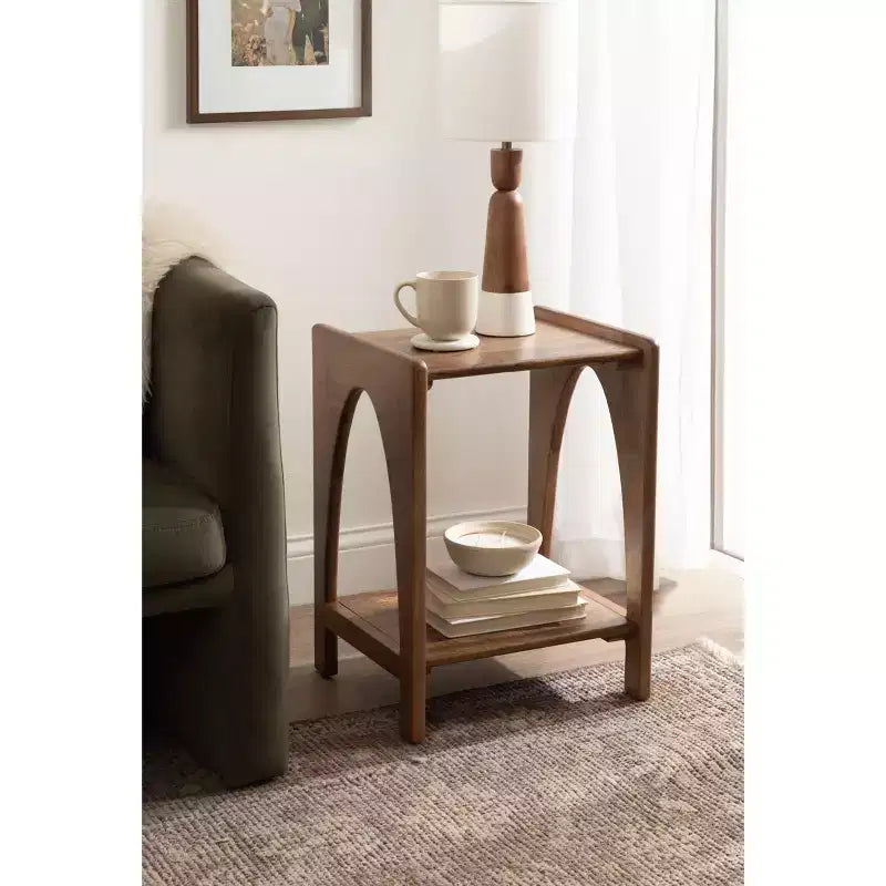 Table d'appoint en bois, 16x14x22, Noyer brun
