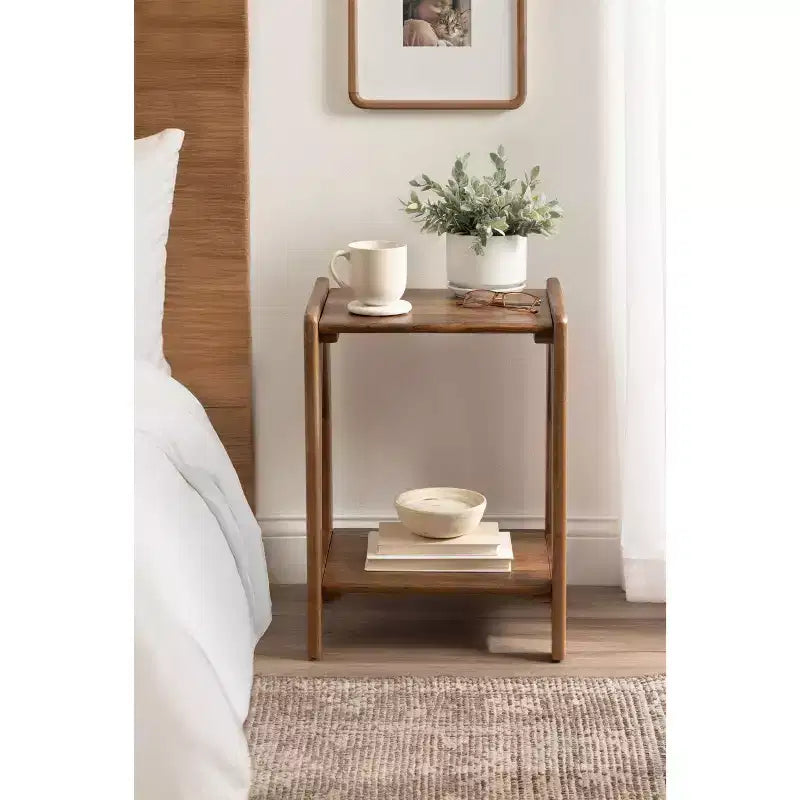 Table d'appoint en bois, 16x14x22, Noyer brun
