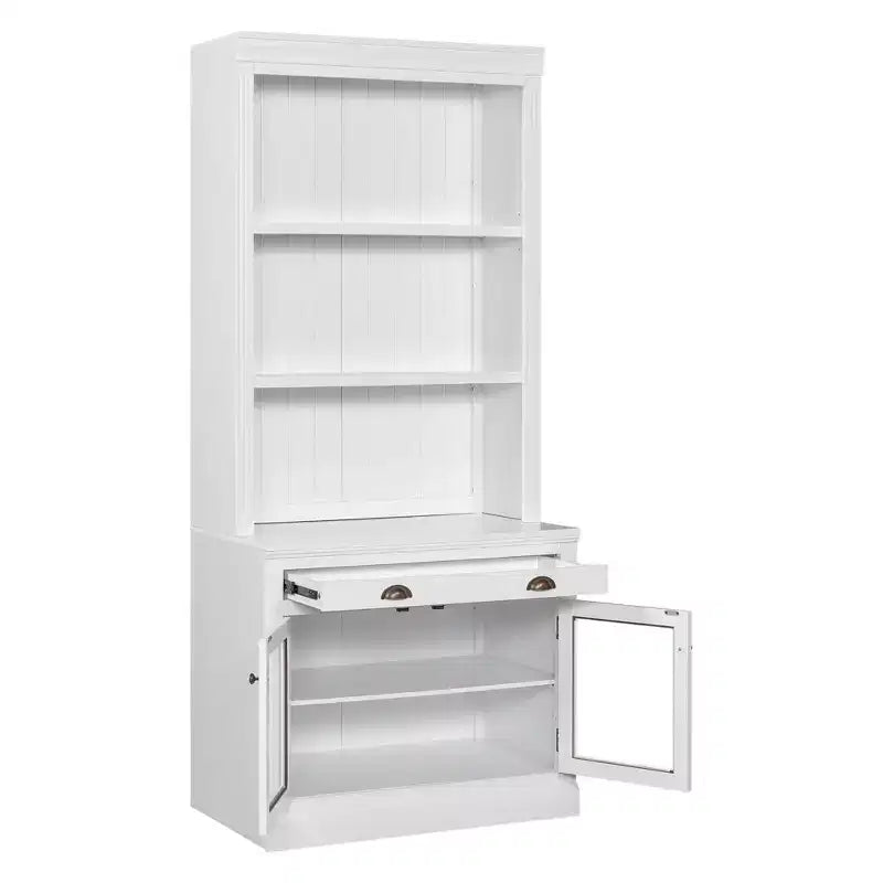 Vitrine moderne avec 2 portes vitrées, étagère réglable et tiroir de rangement