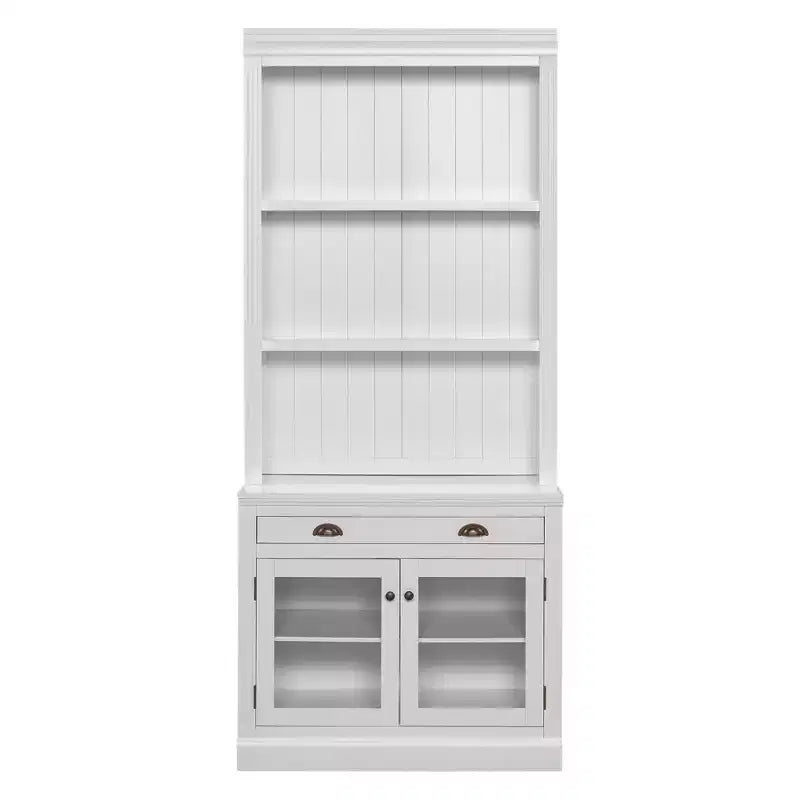 Vitrine moderne avec 2 portes vitrées, étagère réglable et tiroir de rangement