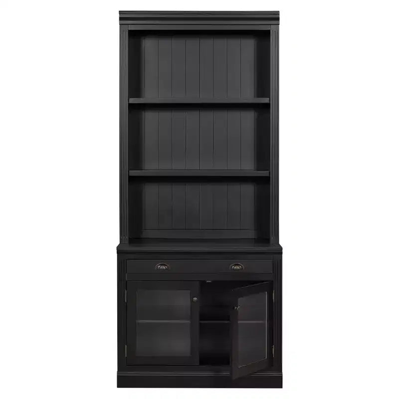 Vitrine moderne avec 2 portes vitrées, étagère réglable et tiroir de rangement