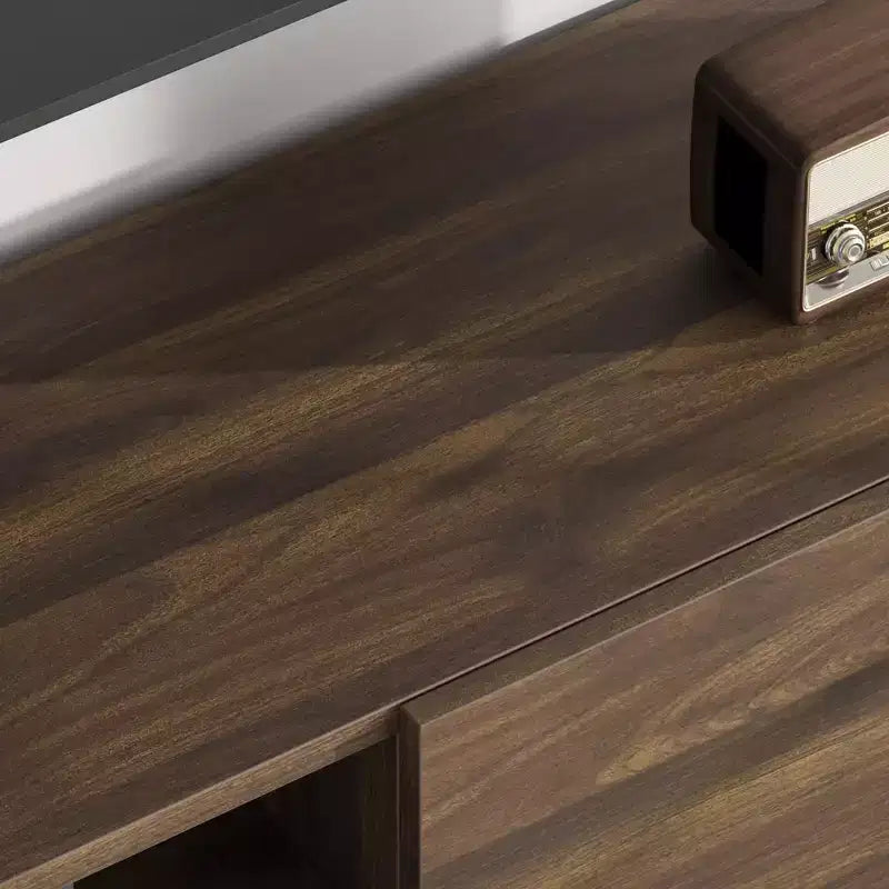 Meuble TV de style industriel avec deux tiroirs, convient pour TV de 80 pouces, meuble média en bois pour salons