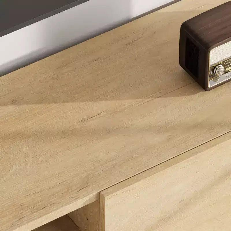 Meuble TV de style industriel avec deux tiroirs, convient pour TV de 80 pouces, meuble média en bois pour salons