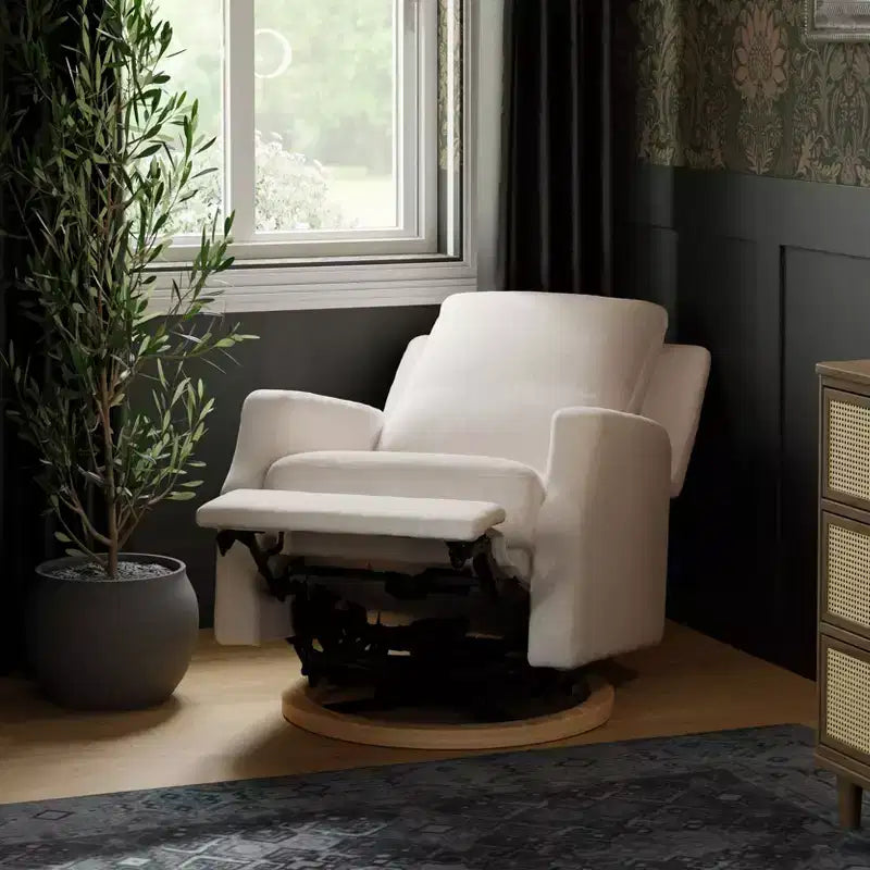 Fauteuil inclinable électronique et planeur pivotant - Tissu écologique crème haute performance