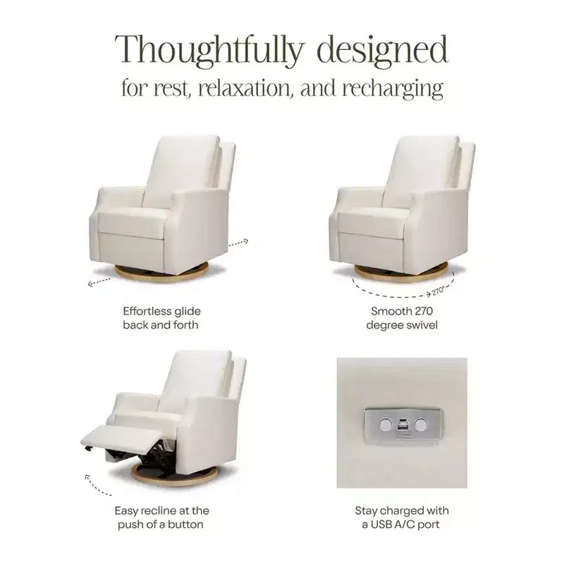 Fauteuil inclinable électronique et planeur pivotant - Tissu écologique crème haute performance