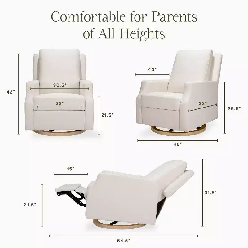 Fauteuil inclinable électronique et planeur pivotant - Tissu écologique crème haute performance