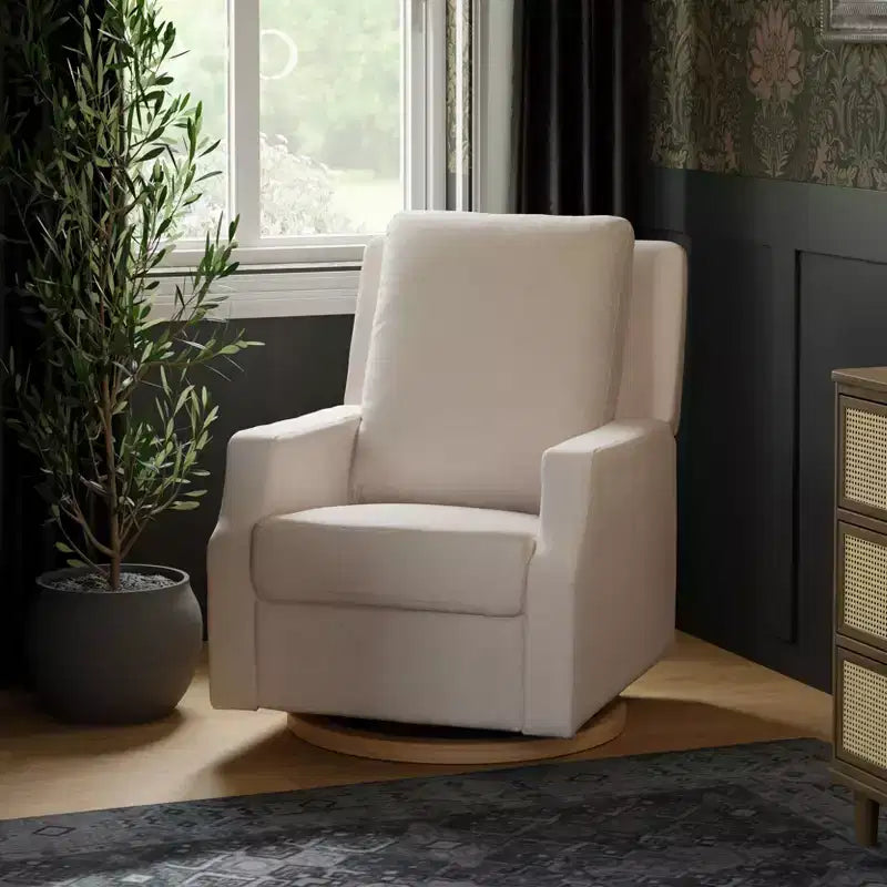 Fauteuil inclinable électronique et planeur pivotant - Tissu écologique crème haute performance