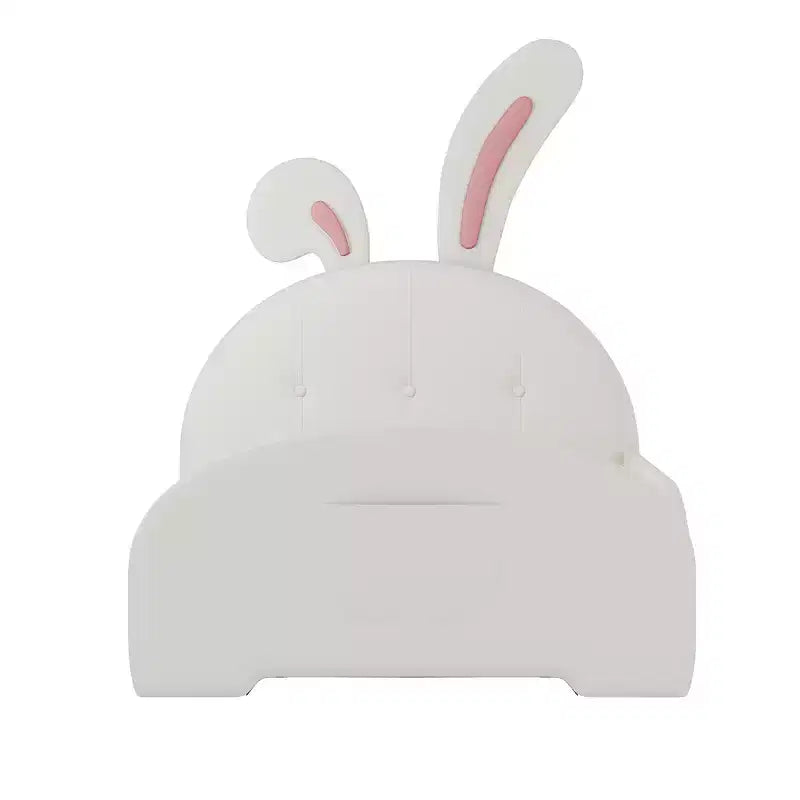 Lit capitonné simple, Cadre de lit princesse en forme de lapin pour garçons et filles, Lit plateforme simple avec tête de lit et panneau de pied pour enfants