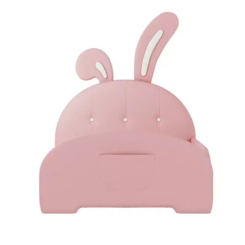 Lit capitonné simple, Cadre de lit princesse en forme de lapin pour garçons et filles, Lit plateforme simple avec tête de lit et panneau de pied pour enfants
