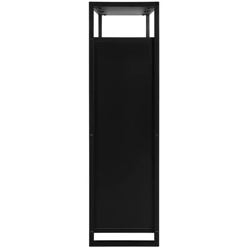 Meuble à chaussures 2 portes avec 4 étagères, organiseur de rangement moderne, cadre en métal noir, 2 tiroirs basculants