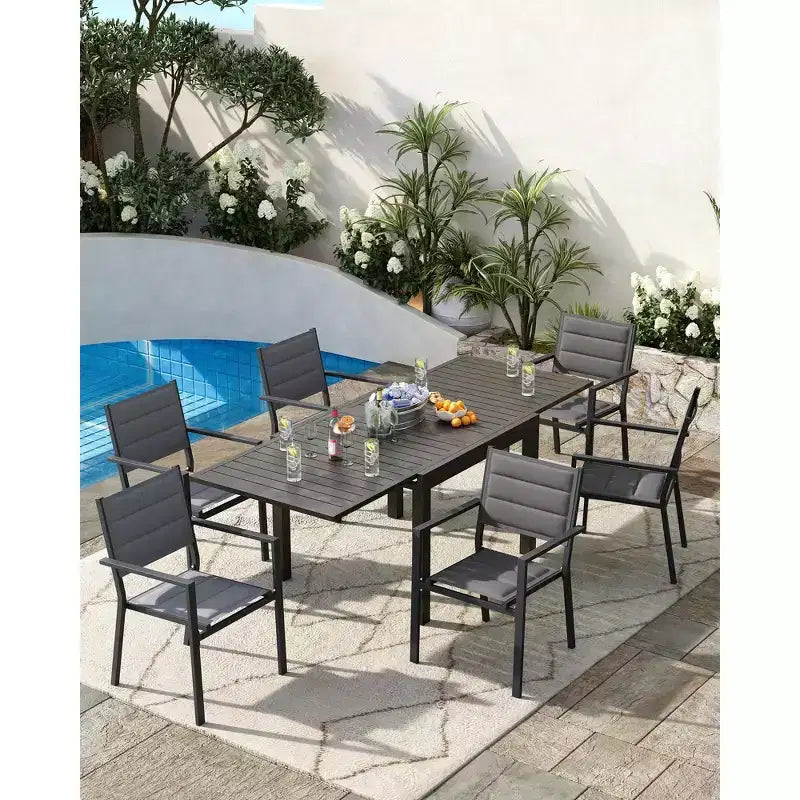 Chaises de patio empilables, chaises de salle à manger d'extérieur en alliage d'aluminium avec accoudoirs, siège large, convenant aux balcons, jardins et arrière-cours.