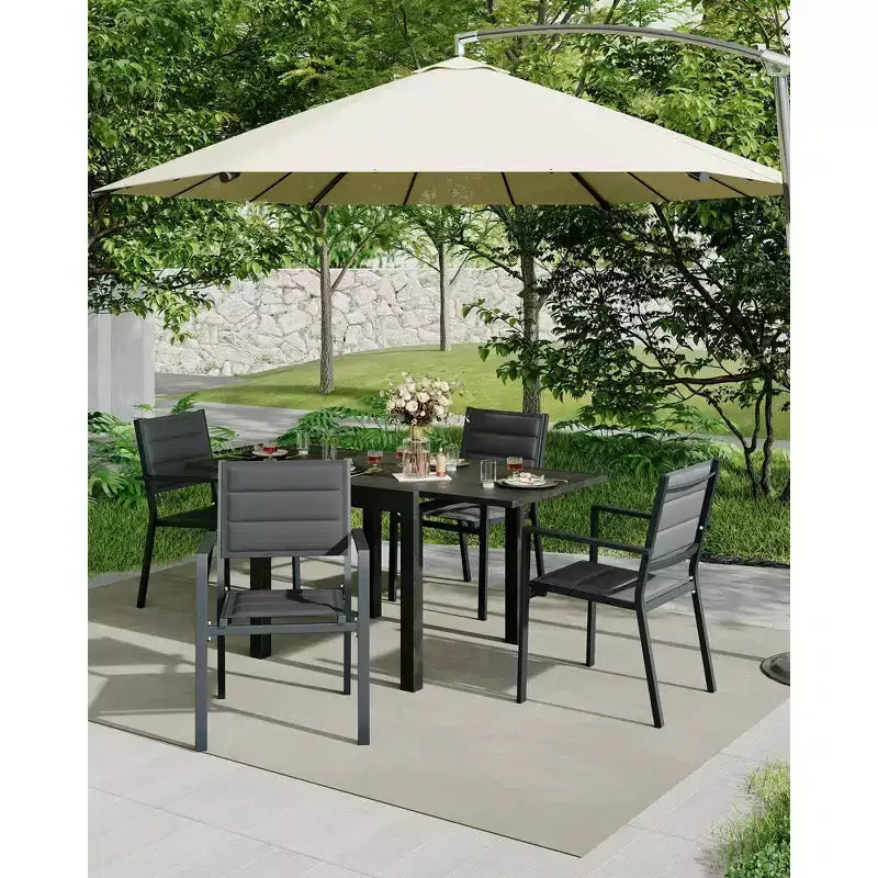 Chaises de patio empilables, chaises de salle à manger d'extérieur en alliage d'aluminium avec accoudoirs, siège large, convenant aux balcons, jardins et arrière-cours.