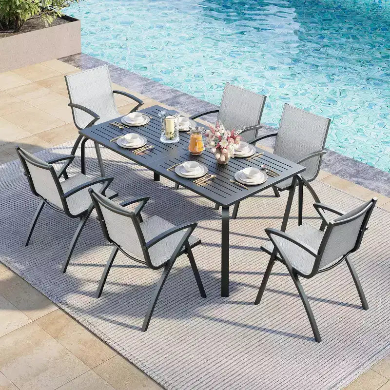 Table de patio,Table à manger moderne d'extérieur pour les restaurants, les arrière-cours, les bords de piscine