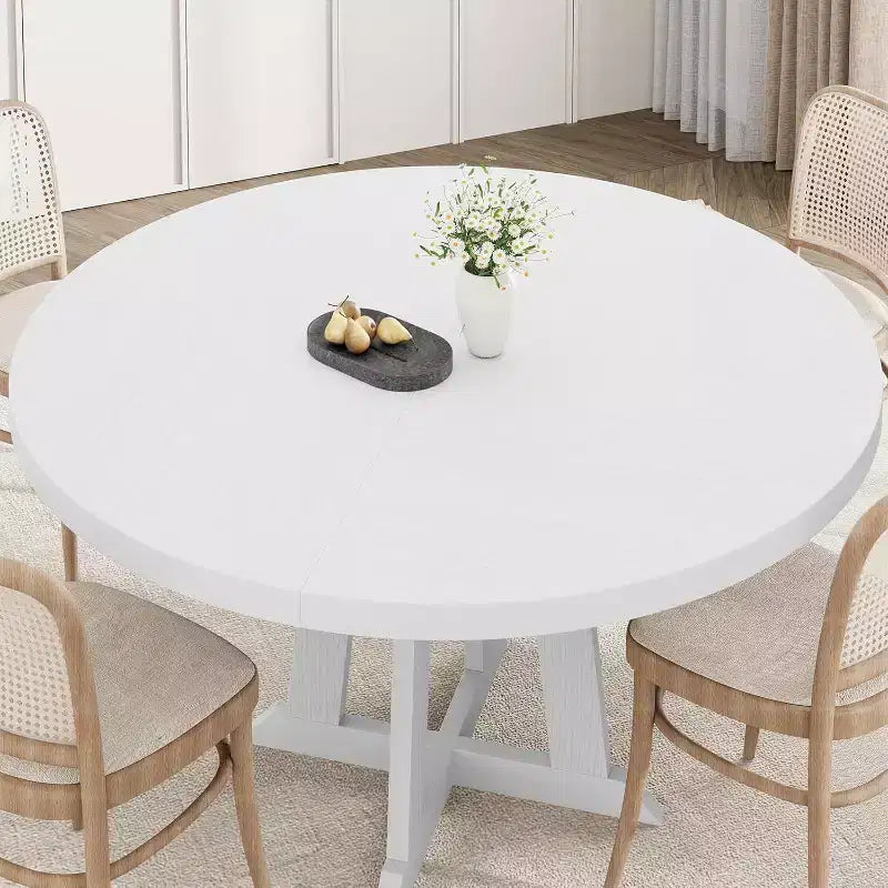 Table à manger ronde pour 4 à 6 personnes, table de salle à manger de 120 cm avec piètement central en bois, (table uniquement)