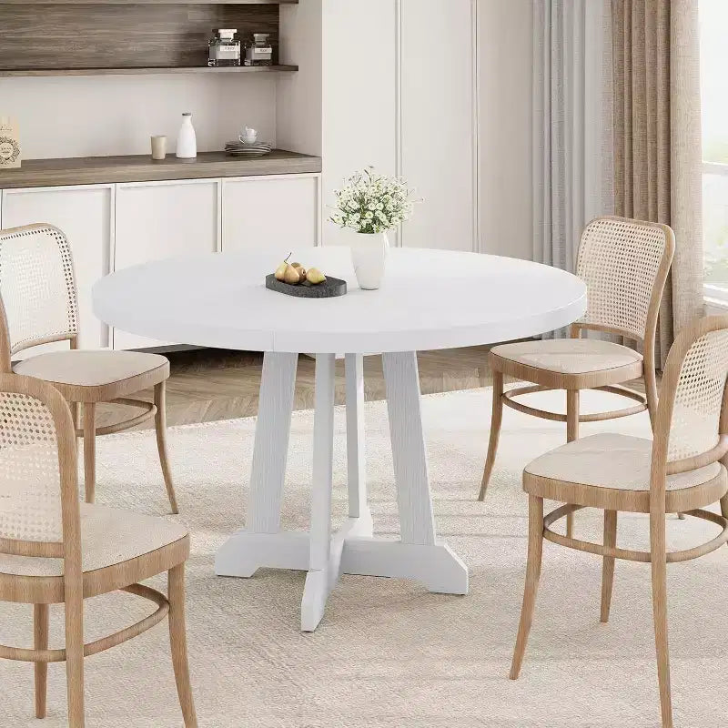 Table à manger ronde pour 4 à 6 personnes, table de salle à manger de 120 cm avec piètement central en bois, (table uniquement)