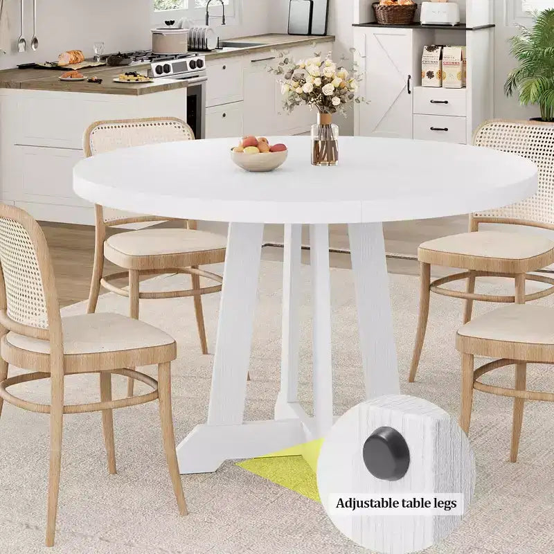 Table à manger ronde pour 4 à 6 personnes, table de salle à manger de 120 cm avec piètement central en bois, (table uniquement)